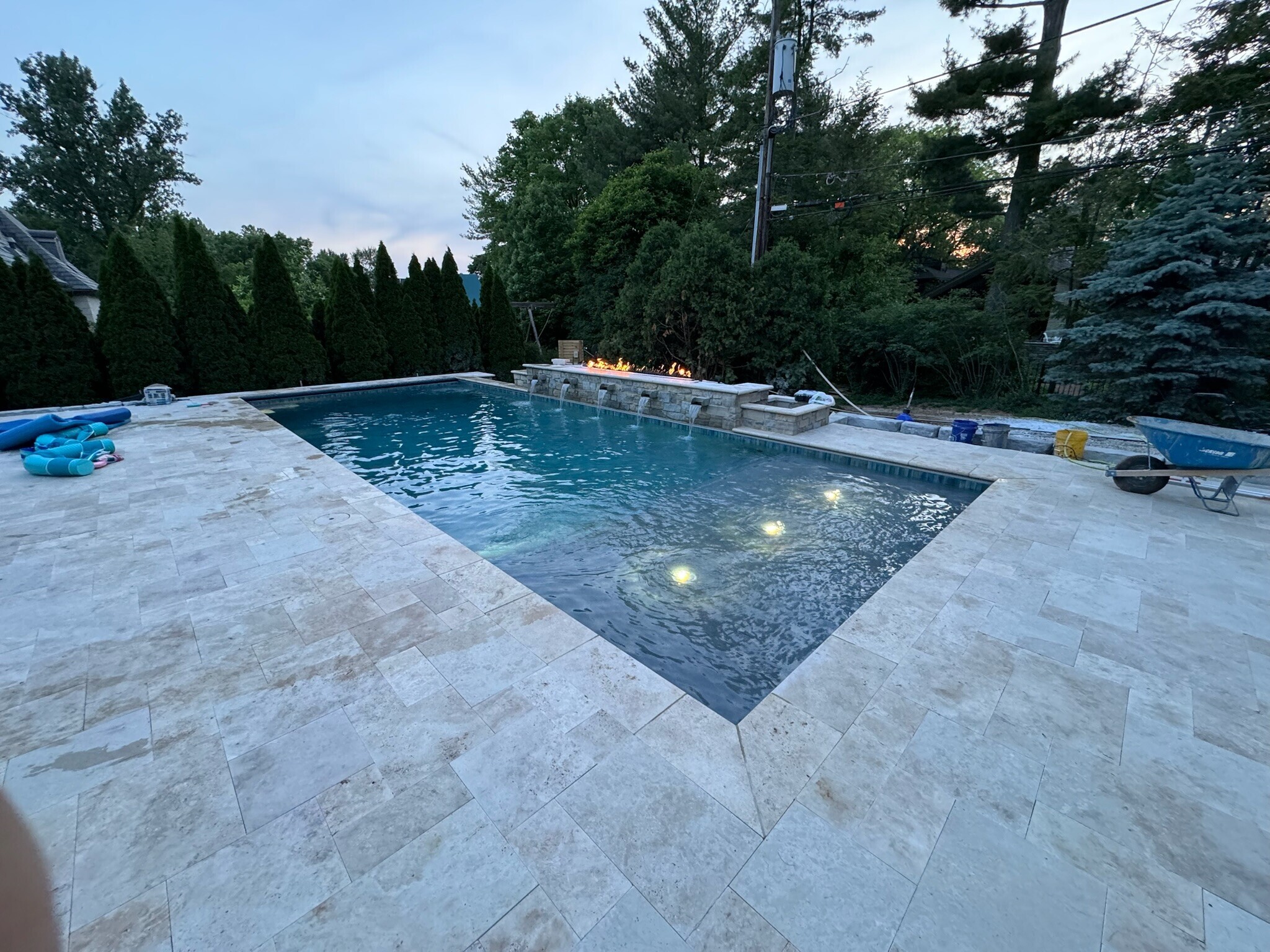 Pool deck and landscaping